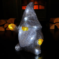 23cm Battery Operated Light up Acrylic Christmas Gonk with LEDs in Grey