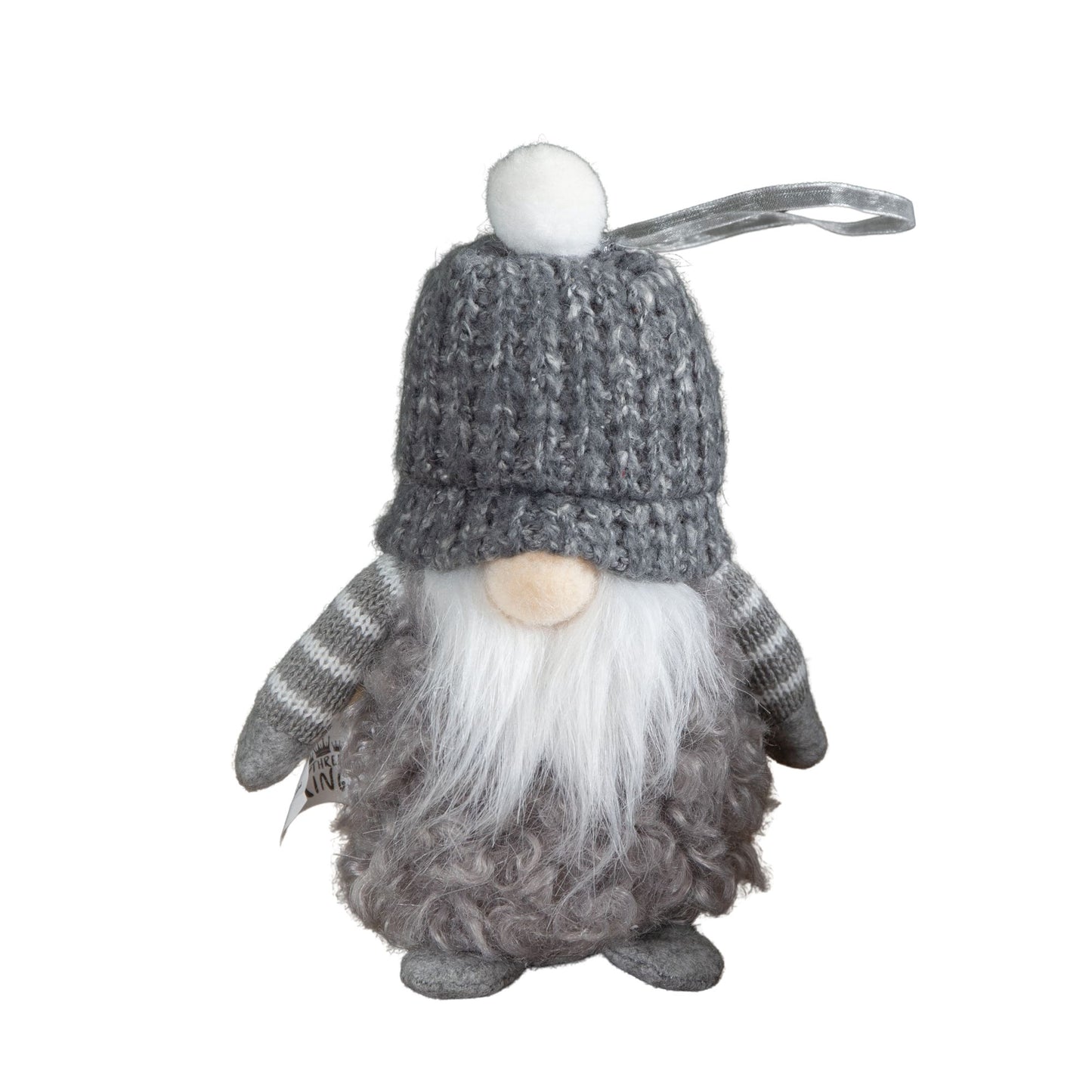 16cm Grey Gonk with Bobble Hat Hanging Christmas Pendant Decoration
