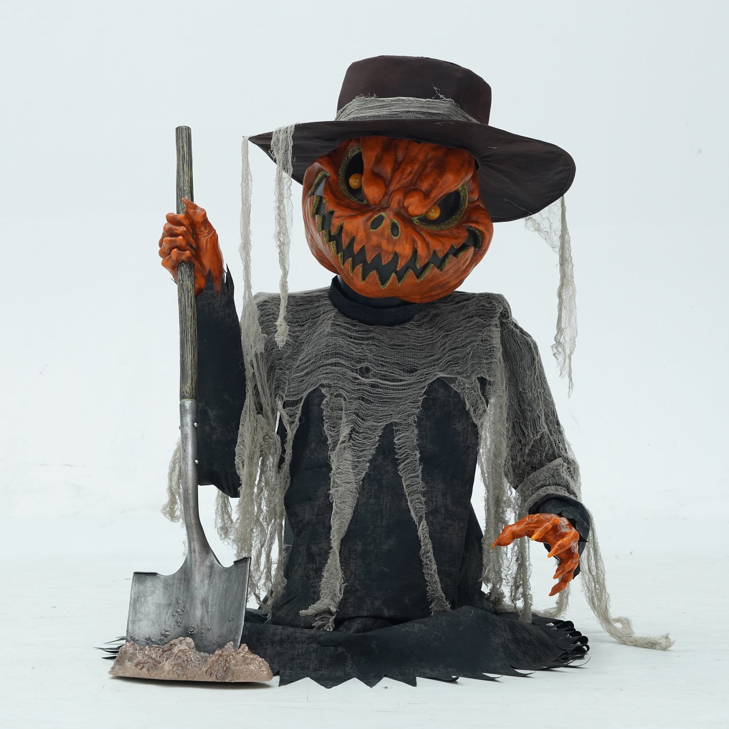 3ft Tall Pop-up Pumpkin Scarecrow Halloween Animatronic Decoration with LEDs