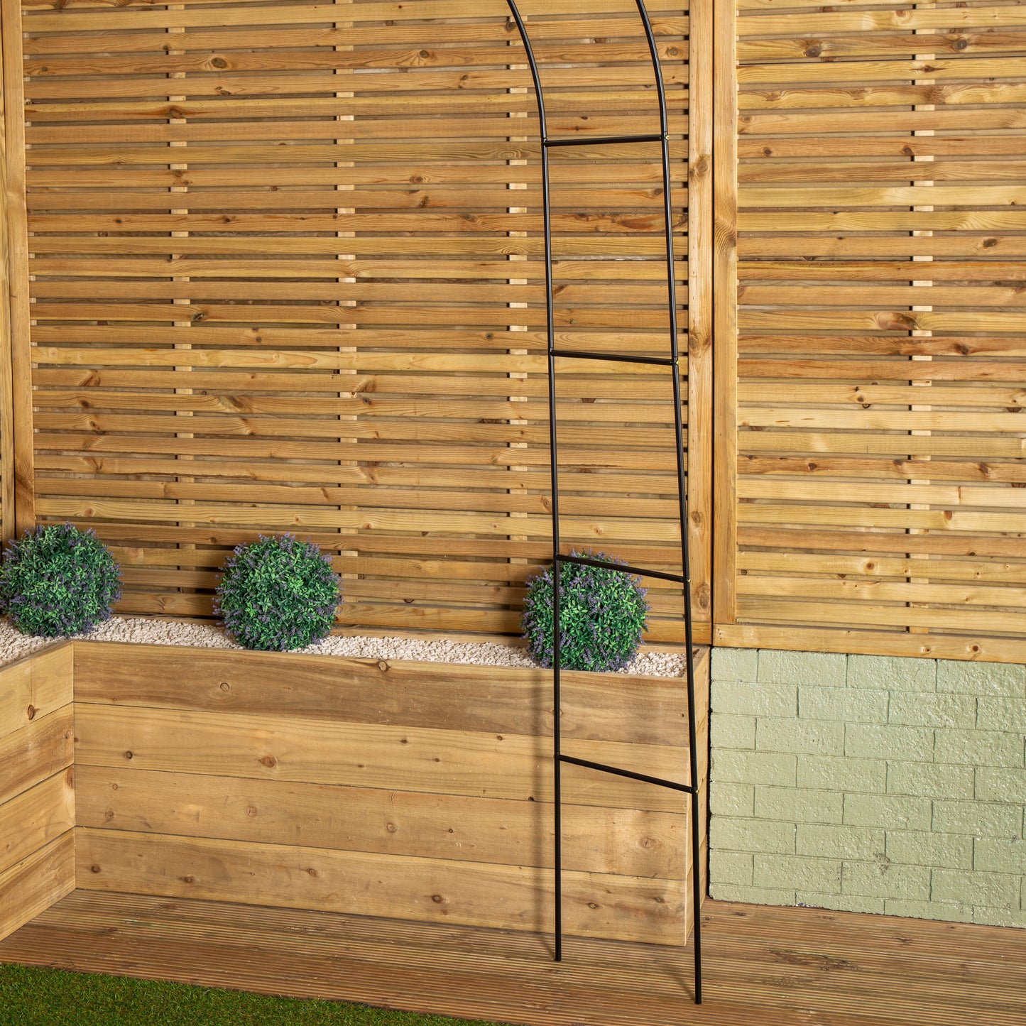 2.4m x 1.4m Black Metal Garden Arch Trellis for Climbing Plants