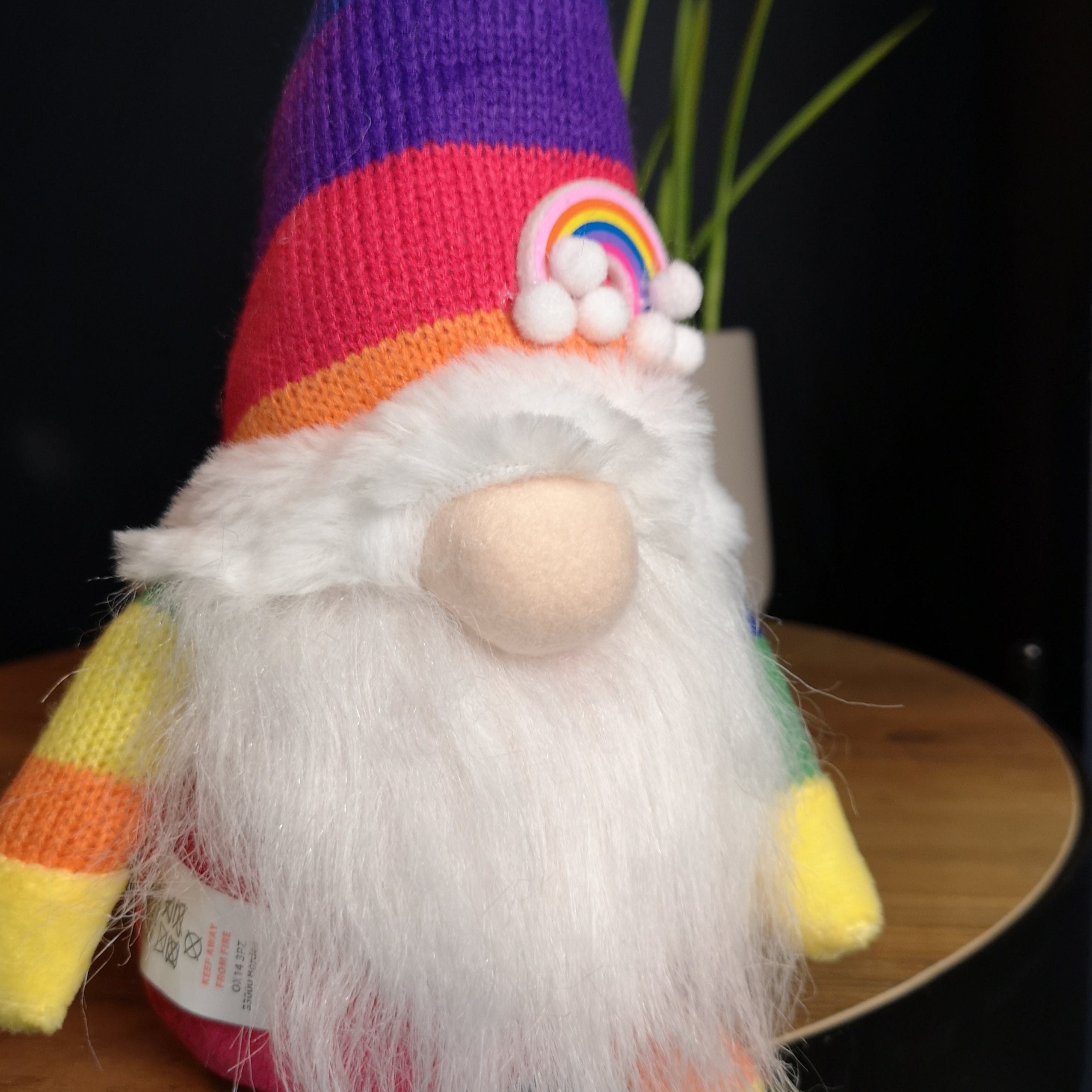 47cm Rainbow Plush Seated Christmas Gonk with Dangly Legs Decoration