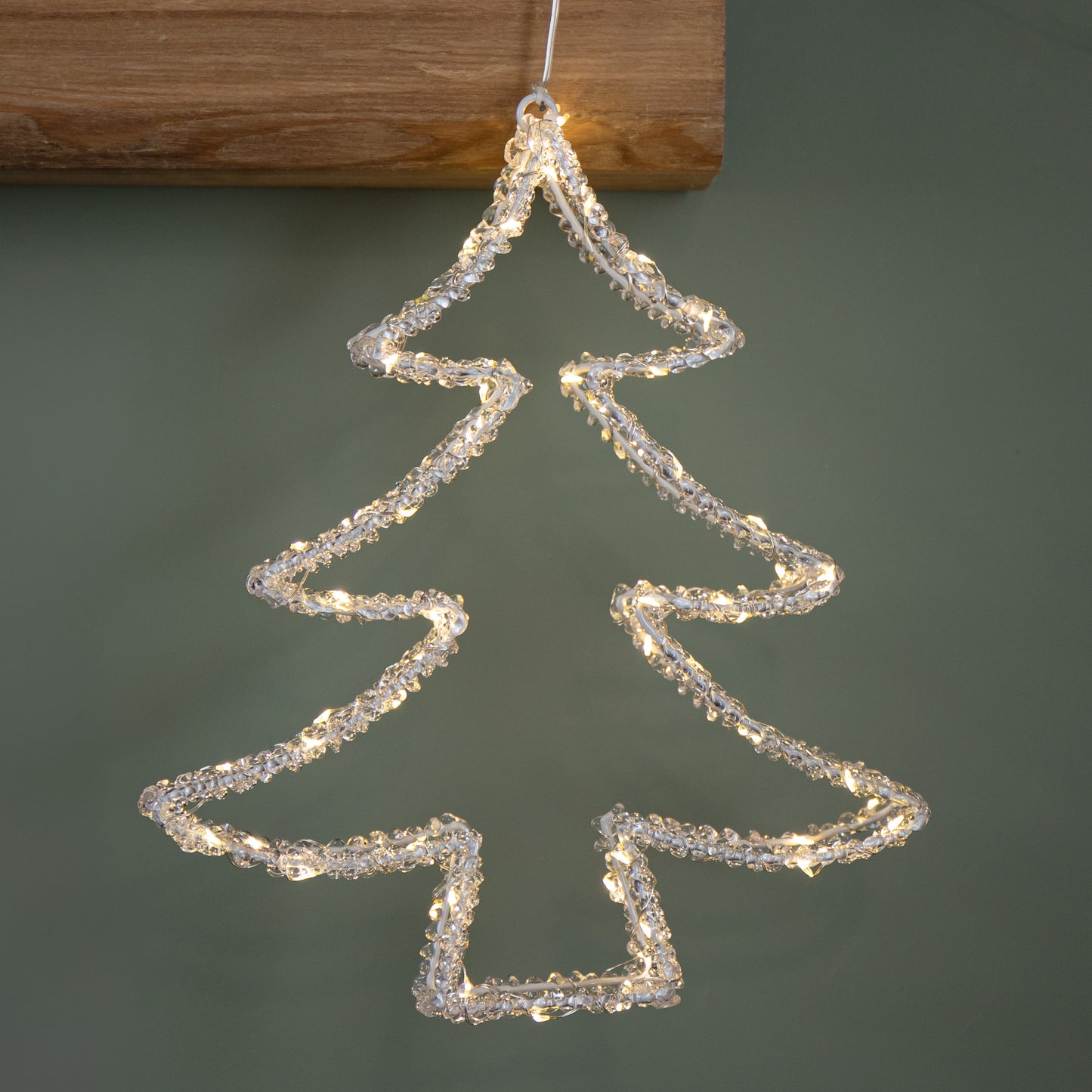 34cm Light up Acrylic Christmas Tree with 80 Warm White Static & Flashing LEDs