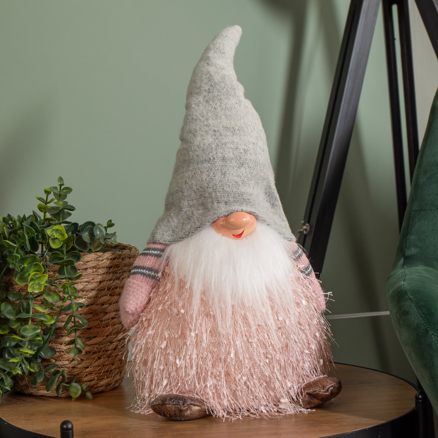  30cm Christmas Male Gonk with LED Light - Grey Hat