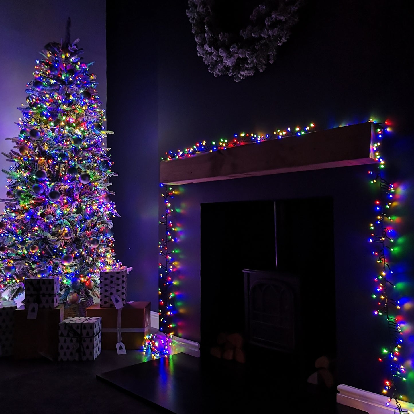 62.5m 5000 Multi-Coloured LEDs Indoor Outdoor Cluster Christmas Lights with Timer