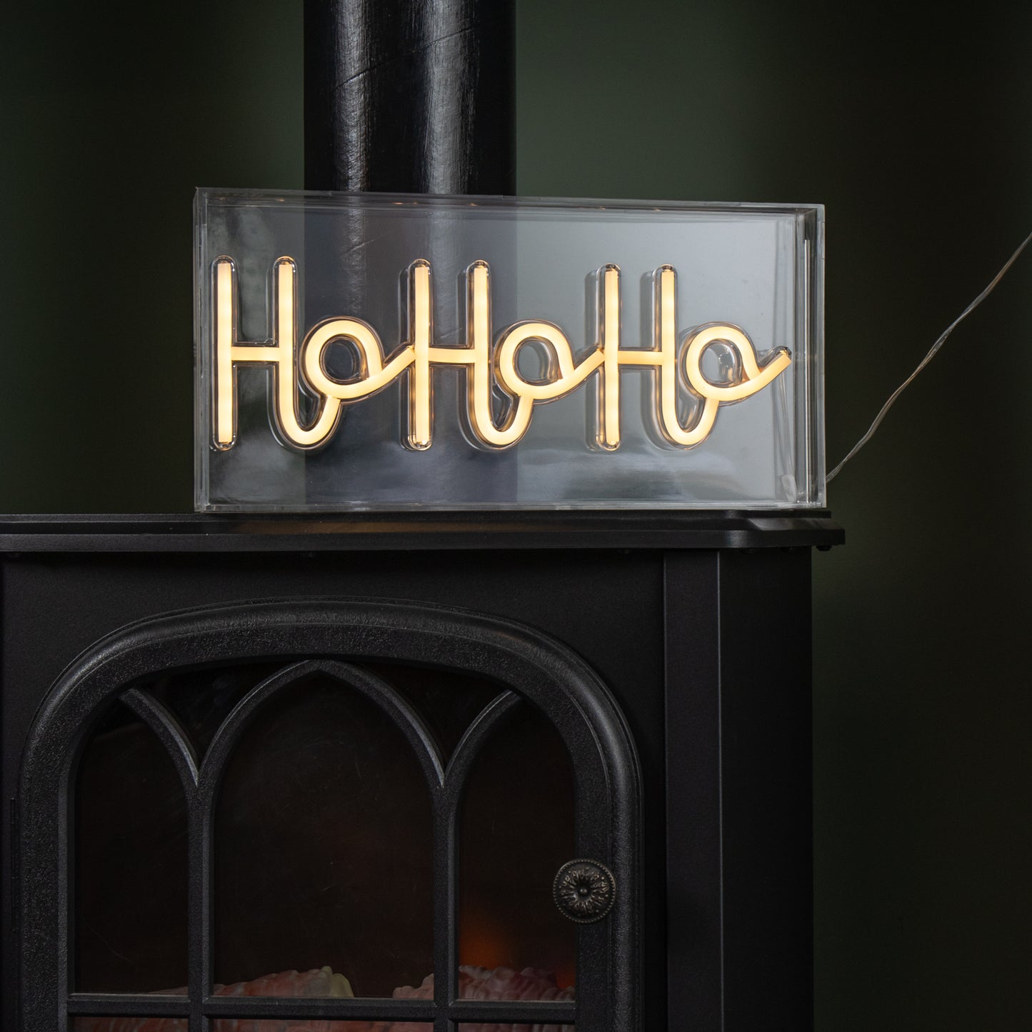 15cm x 30cm Light up Christmas Ho Ho Ho Neon Flex Sign with Warm White LEDs
