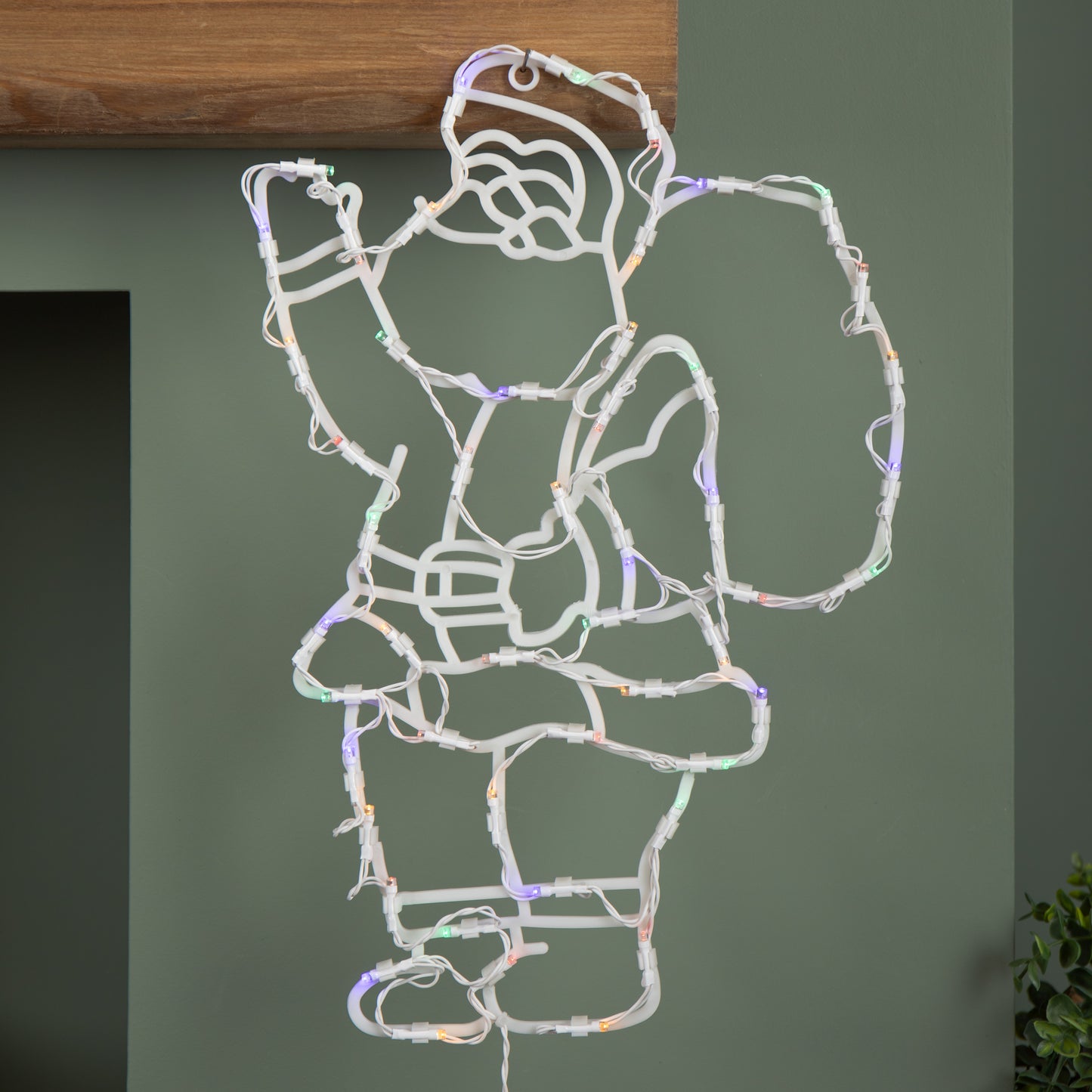 44cm Battery Powered Light up Hanging Christmas Santa with Multi-Coloured  Multi-Action LEDs