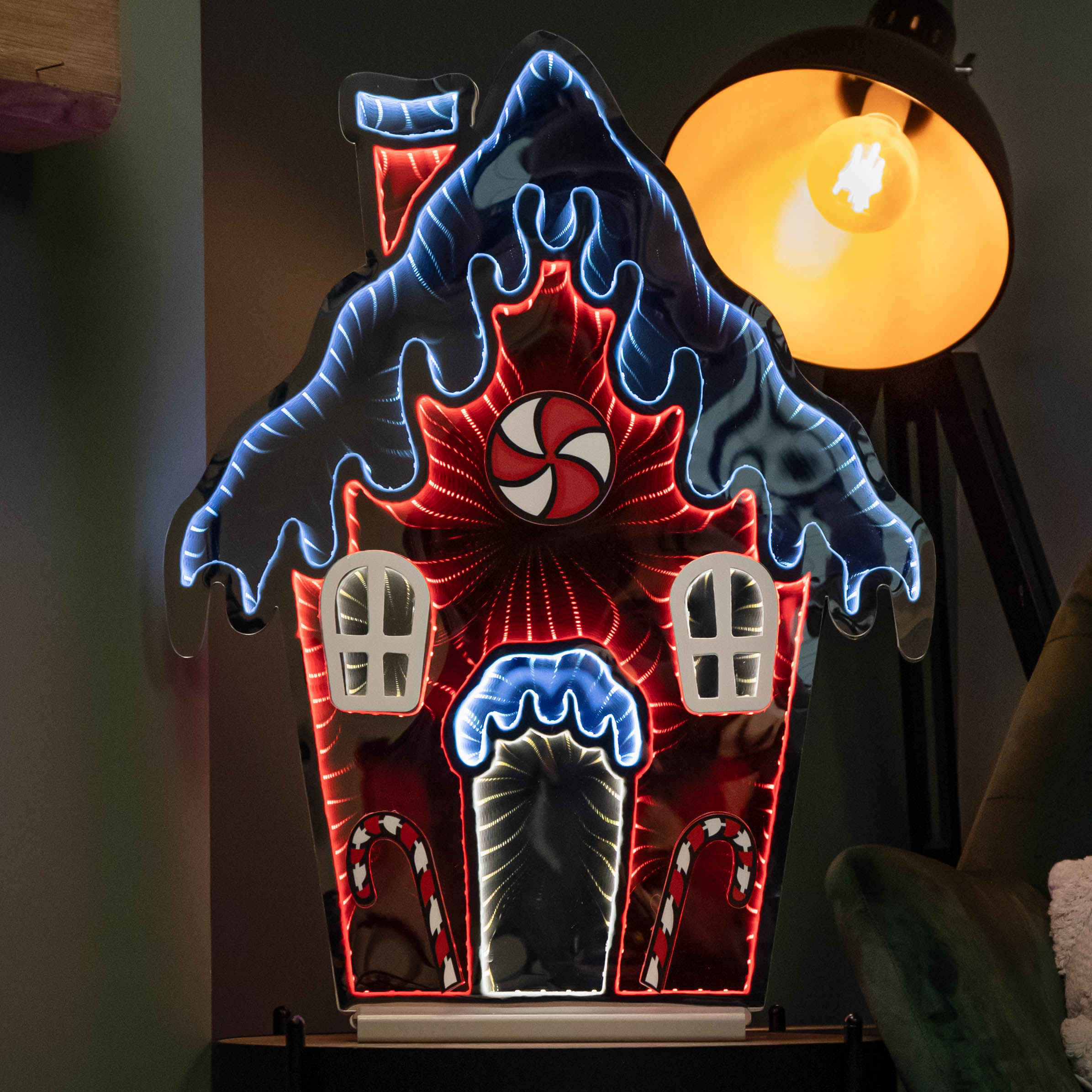 66cm Light up Gingerbread House Christmas Decoration with Red and White LEDs