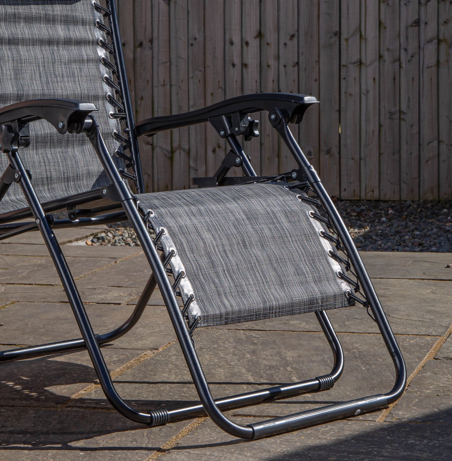 Pack of 2 Multi Position Garden Gravity Relaxer Chair Sun Loungers with Sun Canopy in Grey