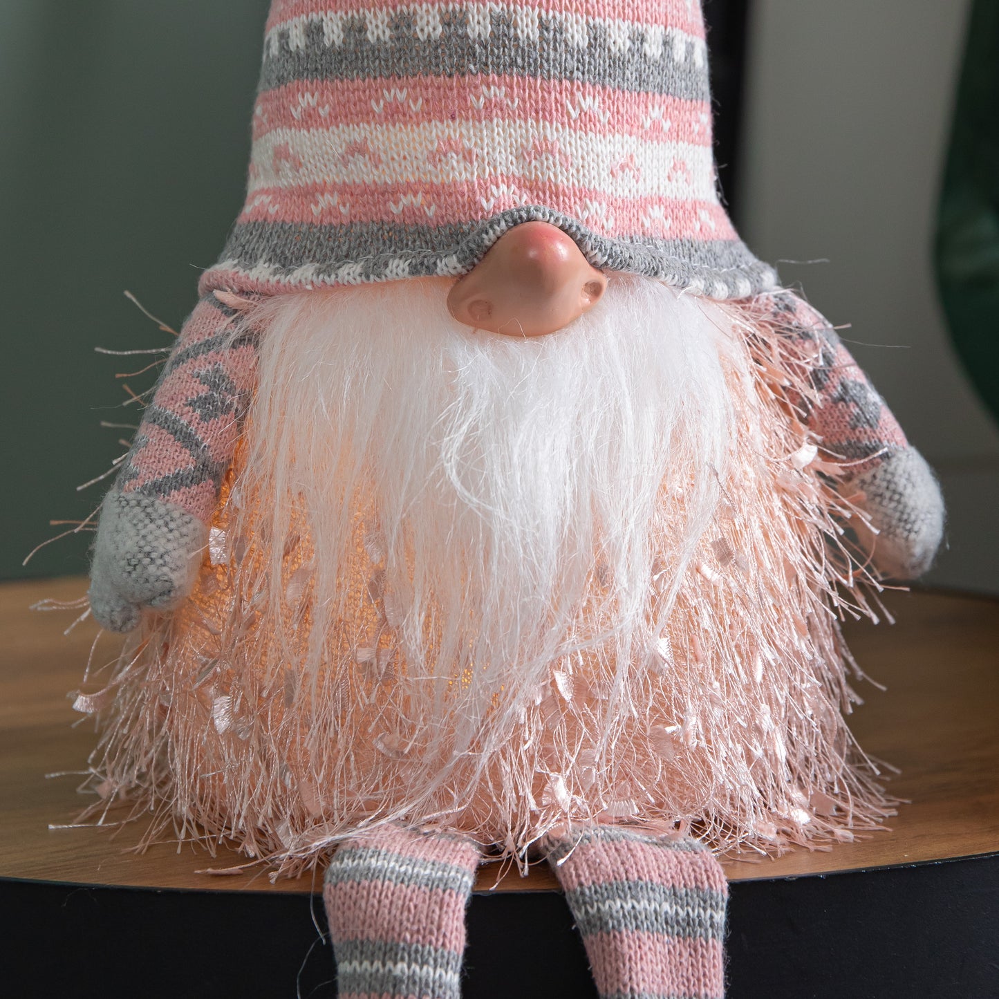 50cm Battery Operated Light up Male Christmas Gonk with Dangly Legs in Striped Hat