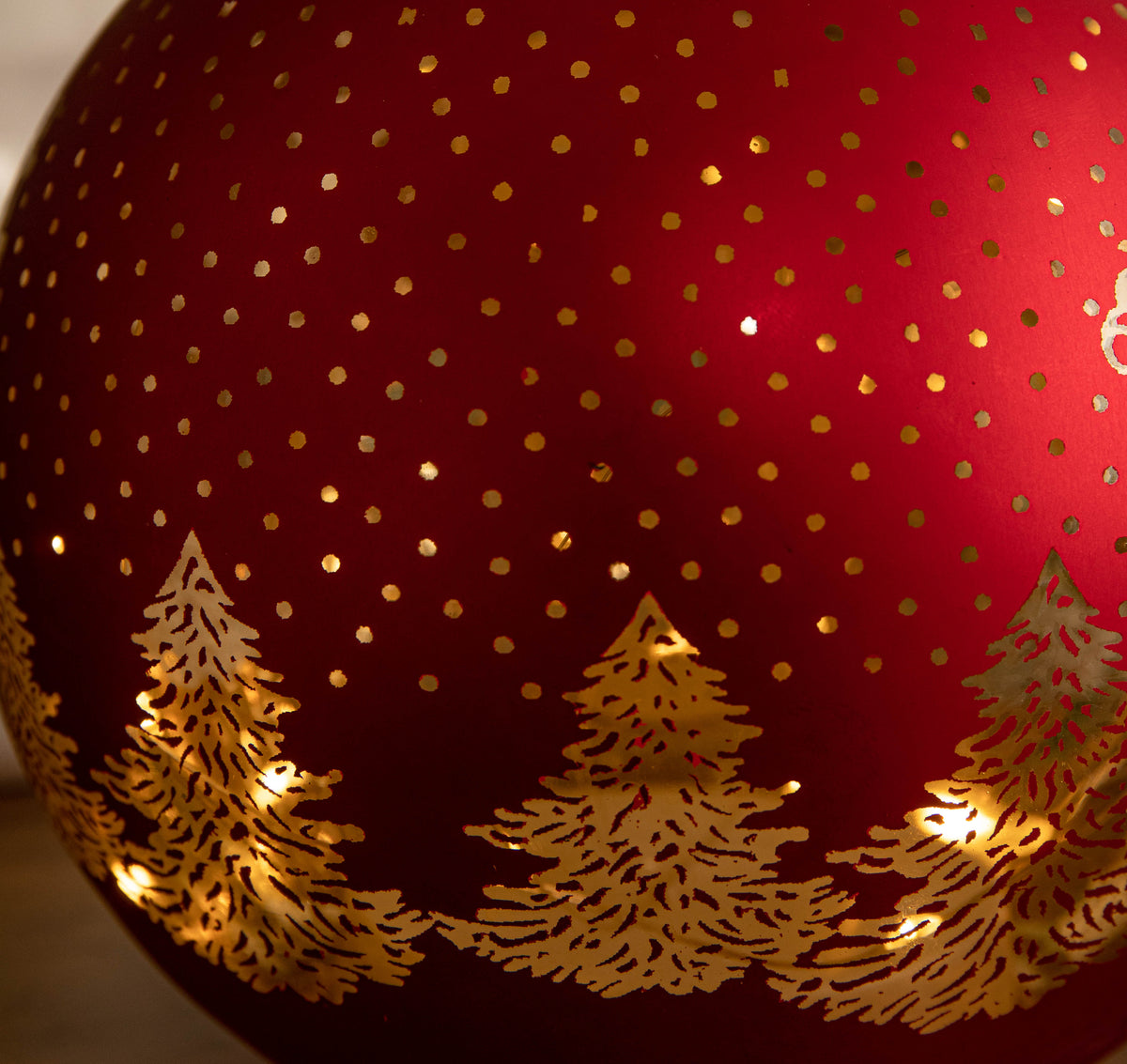 15cm Battery Operated Light up Santa Glass Ball in Red with Warm White LEDs