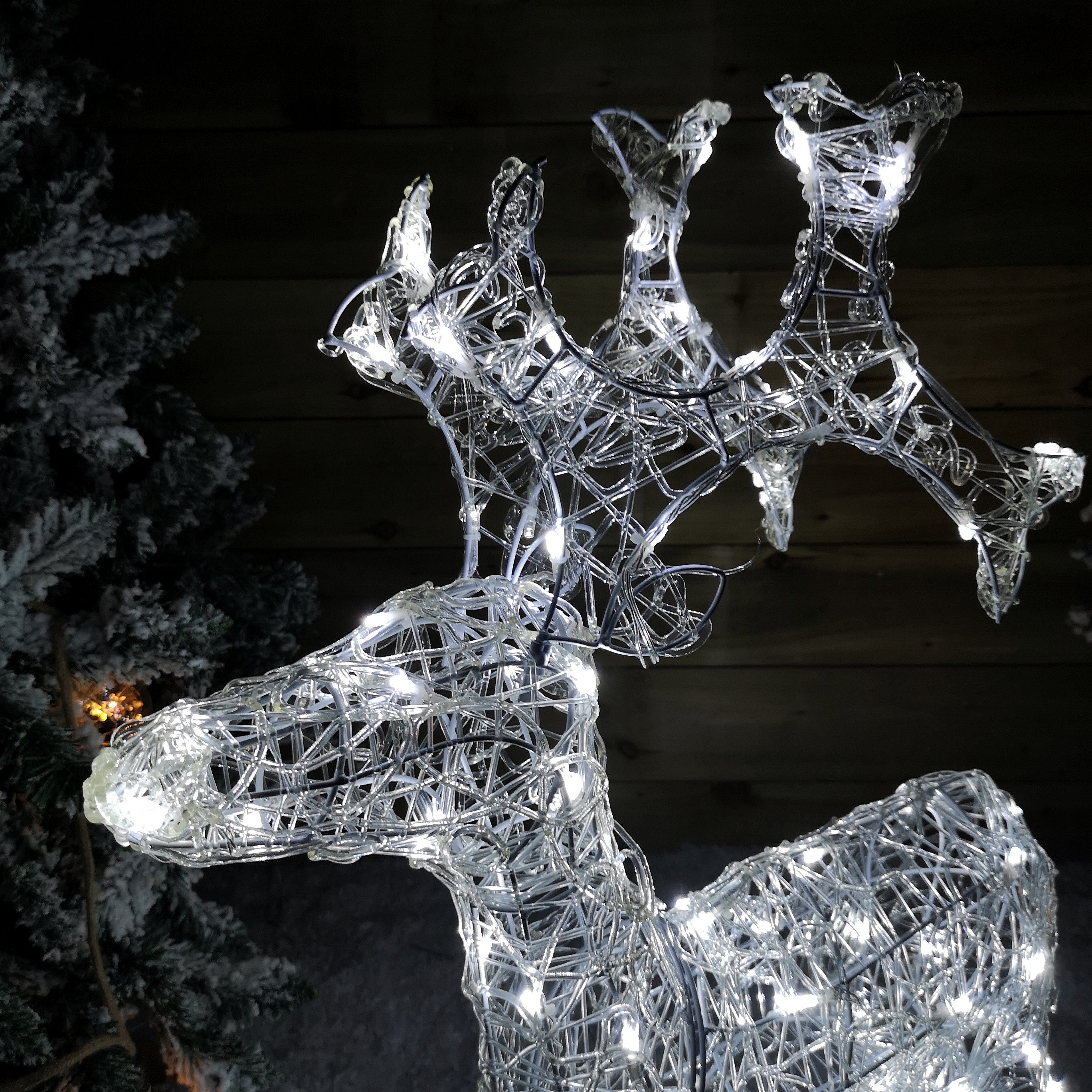 89cm Light up Soft Acrylic Standing Christmas Reindeer with White LEDs