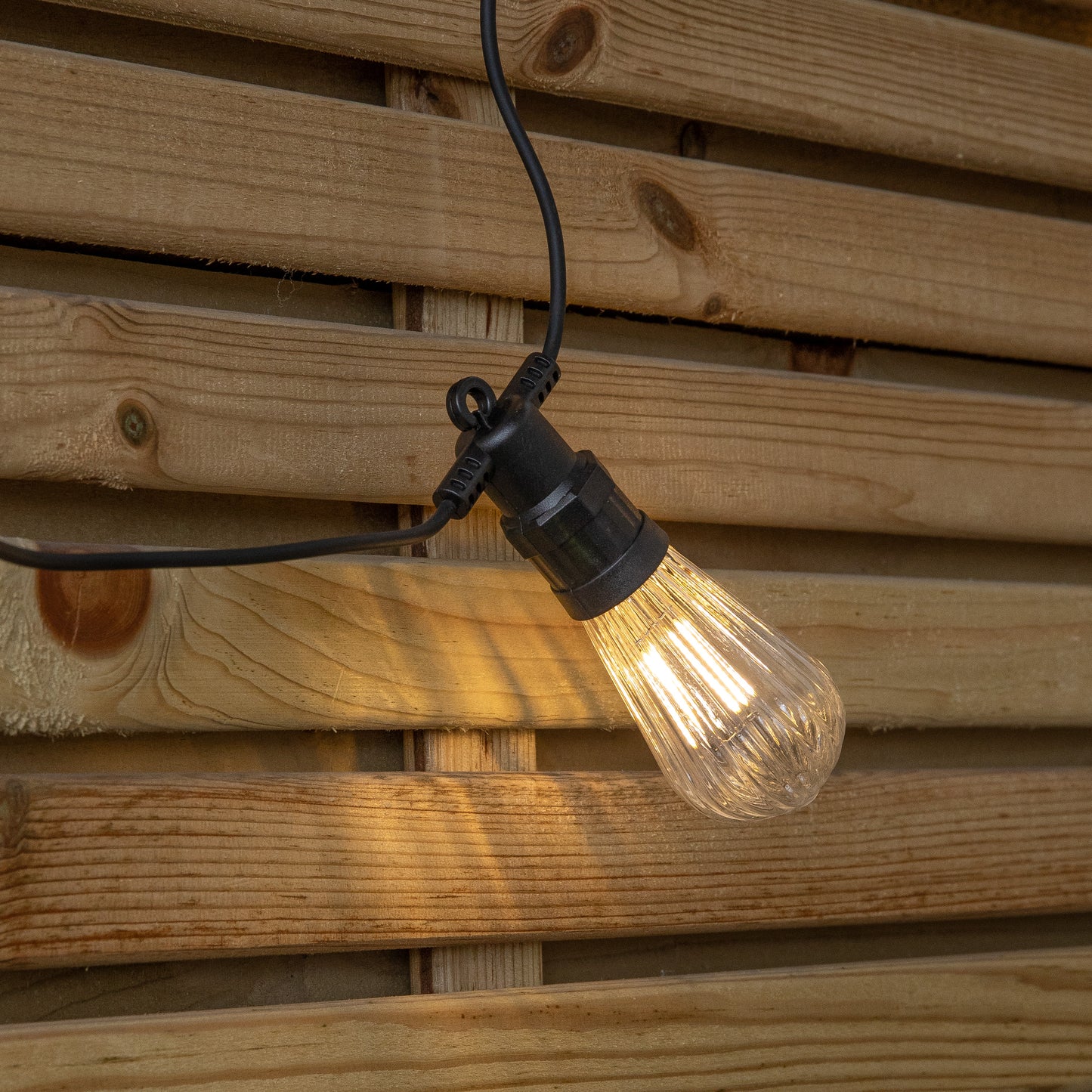 4.5m Set of 10 Connectable Fluted Festoon String Lights with Warm White LEDs