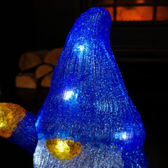 23cm Battery Operated Light up Acrylic Christmas Gonk with LEDs in Blue