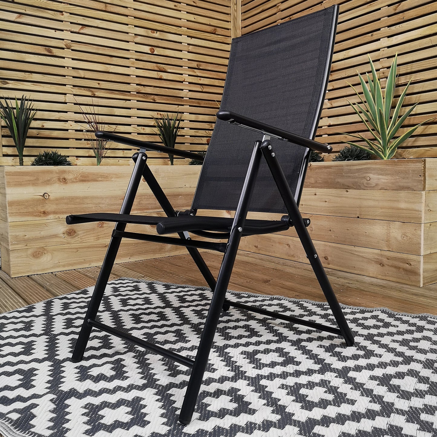 Outdoor 6 Person Rectangular Glass Top Garden Dining Table Chairs With Beige Parasol and Base Set