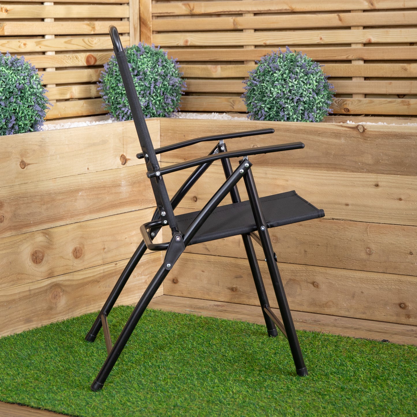Samuel Alexander Multi-Position Folding Garden Patio Single Chair in Black