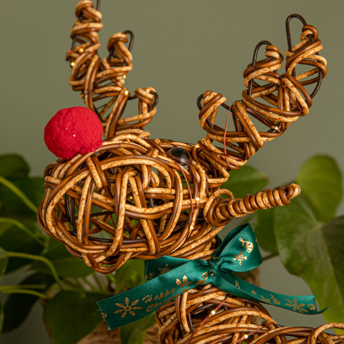 37cm Battery Operated Light up Brown Christmas Reindeer with Red Nose & 40 Warm White LEDs