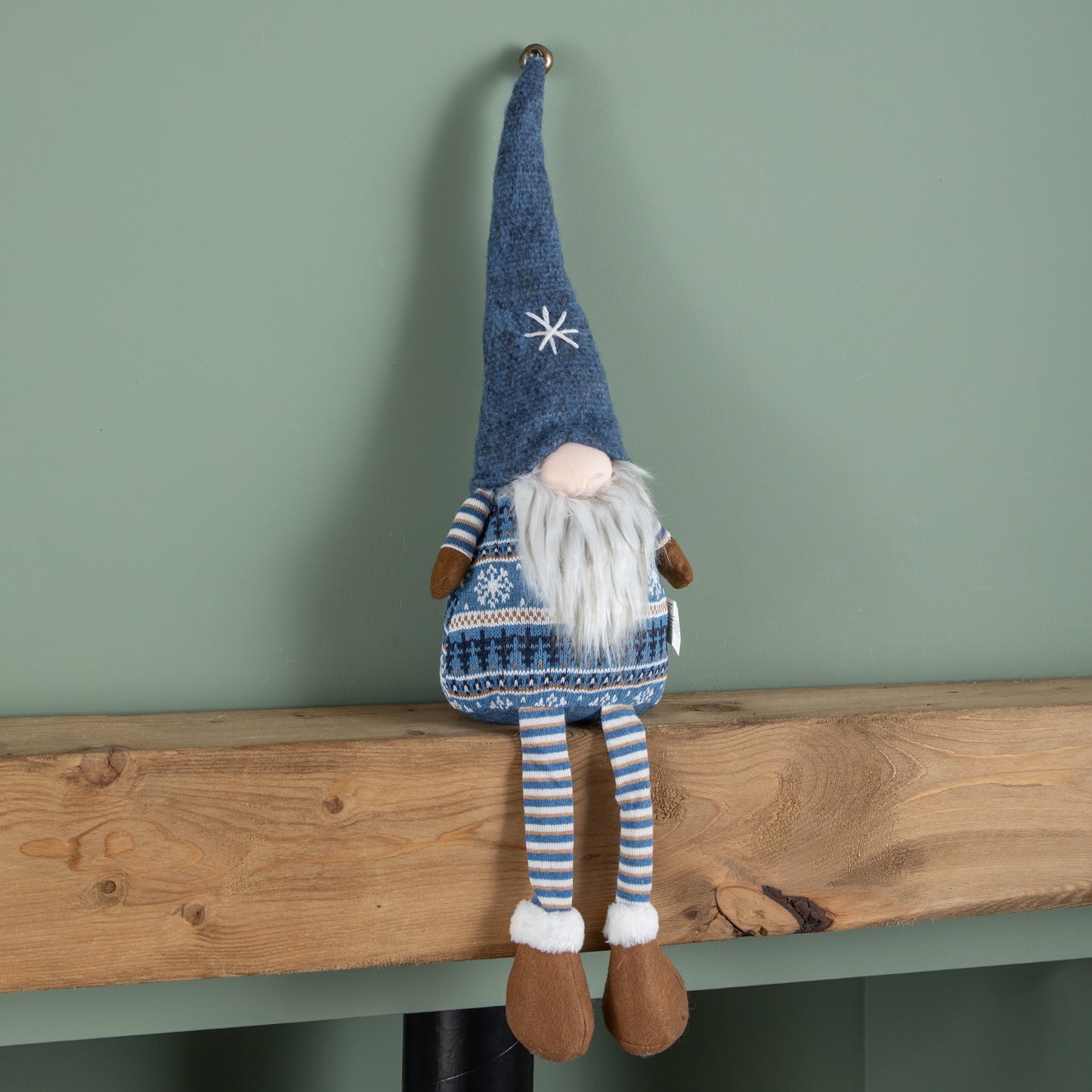 48cm Tall Christmas Gnome Gonk Nordic Decoration Blue Body Hat Bell Dangly Legs