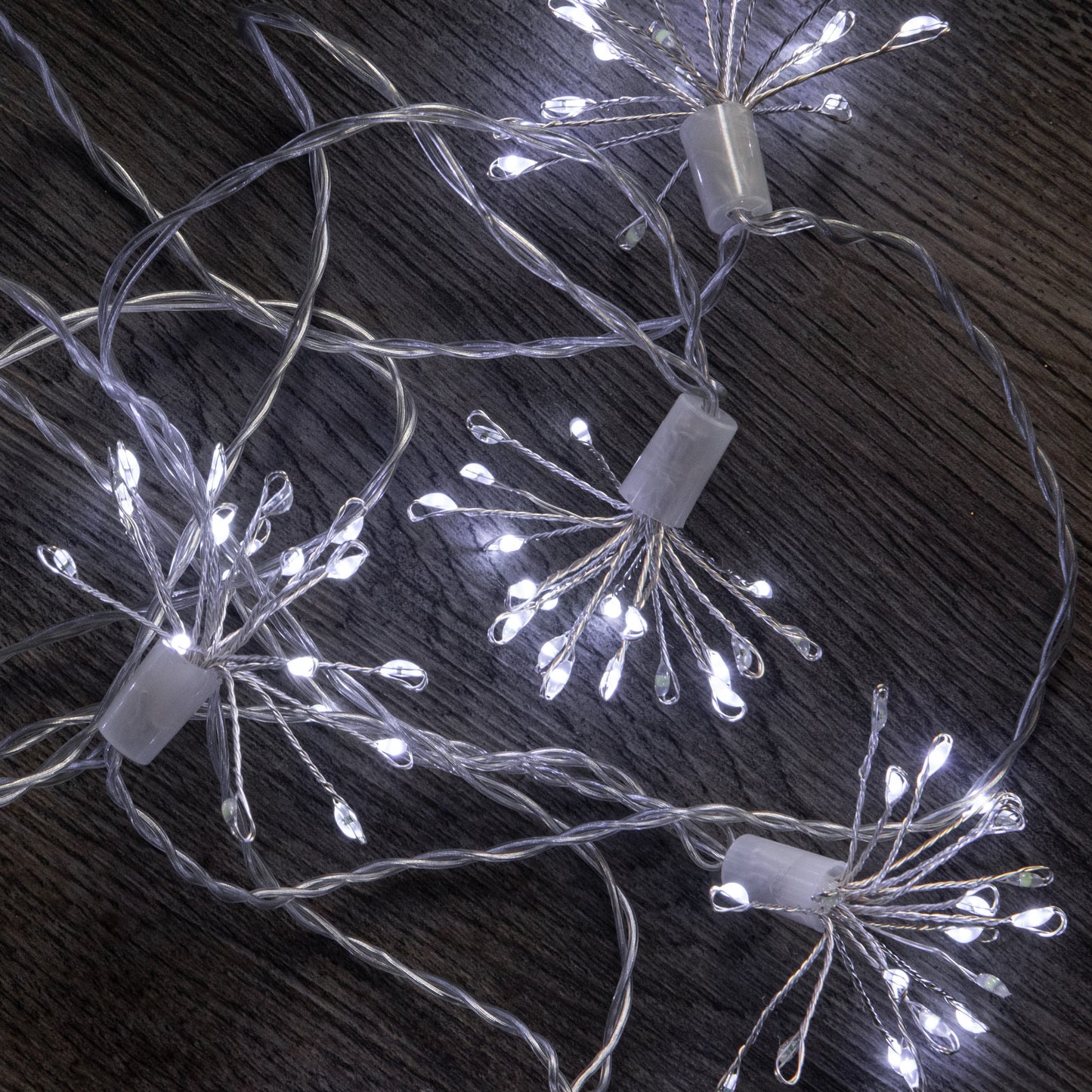 2.7m Set of 10 Twinkling Christmas Starburst String Lights with 200 White LEDs