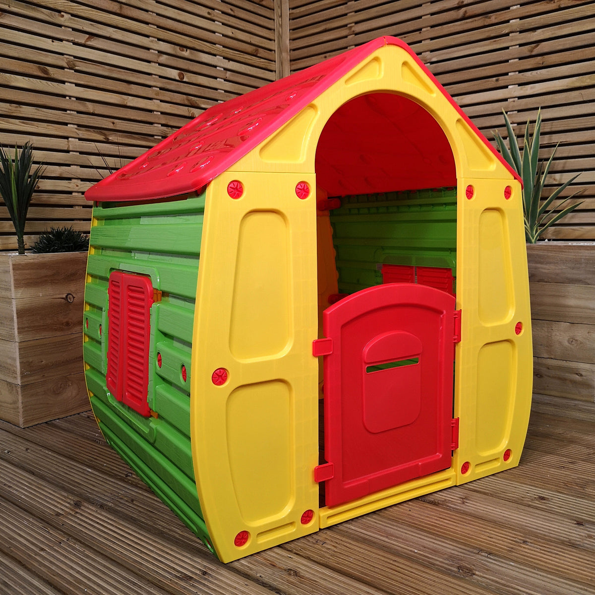 1.09m Yellow & Red Kids Indoor Outdoor Plastic Wendy House Magical Playhouse