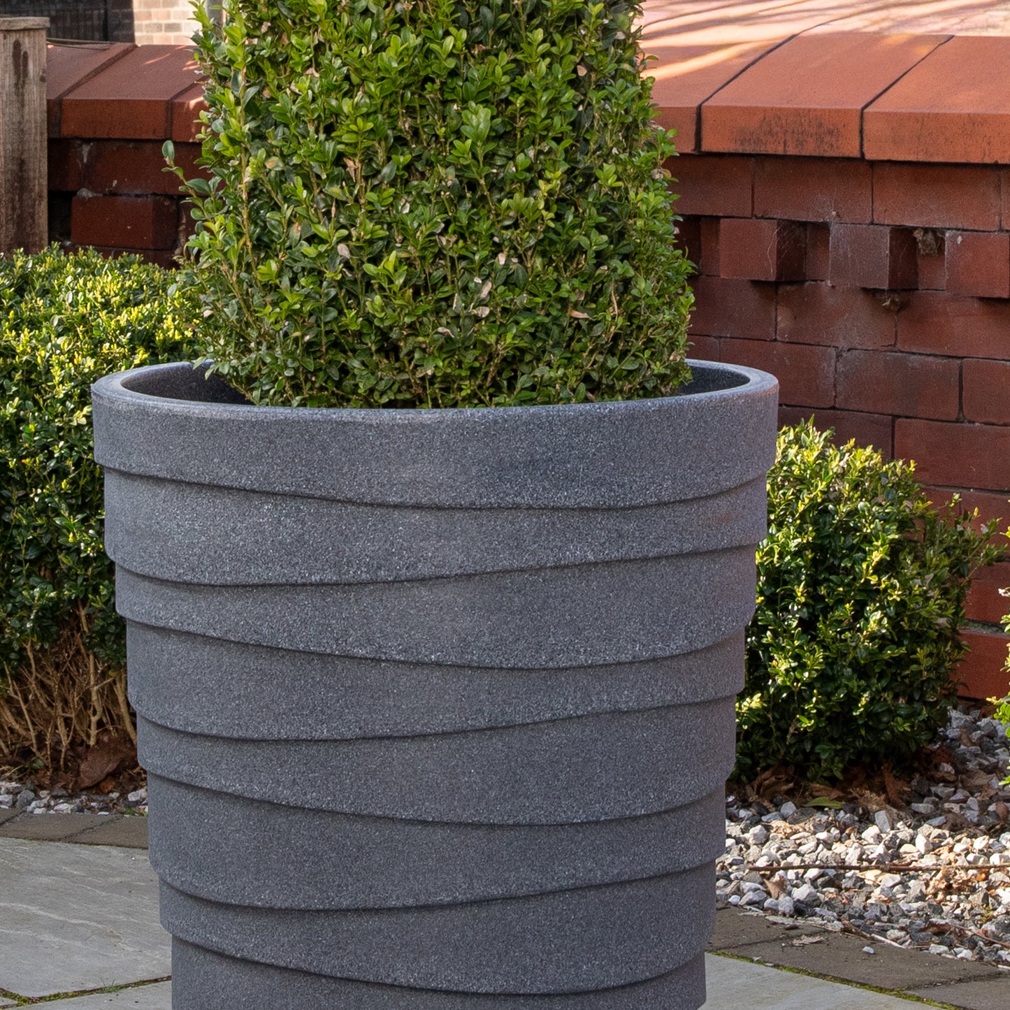 66cm Tall Round Trojan Garden Plant Pot Planter in Grey