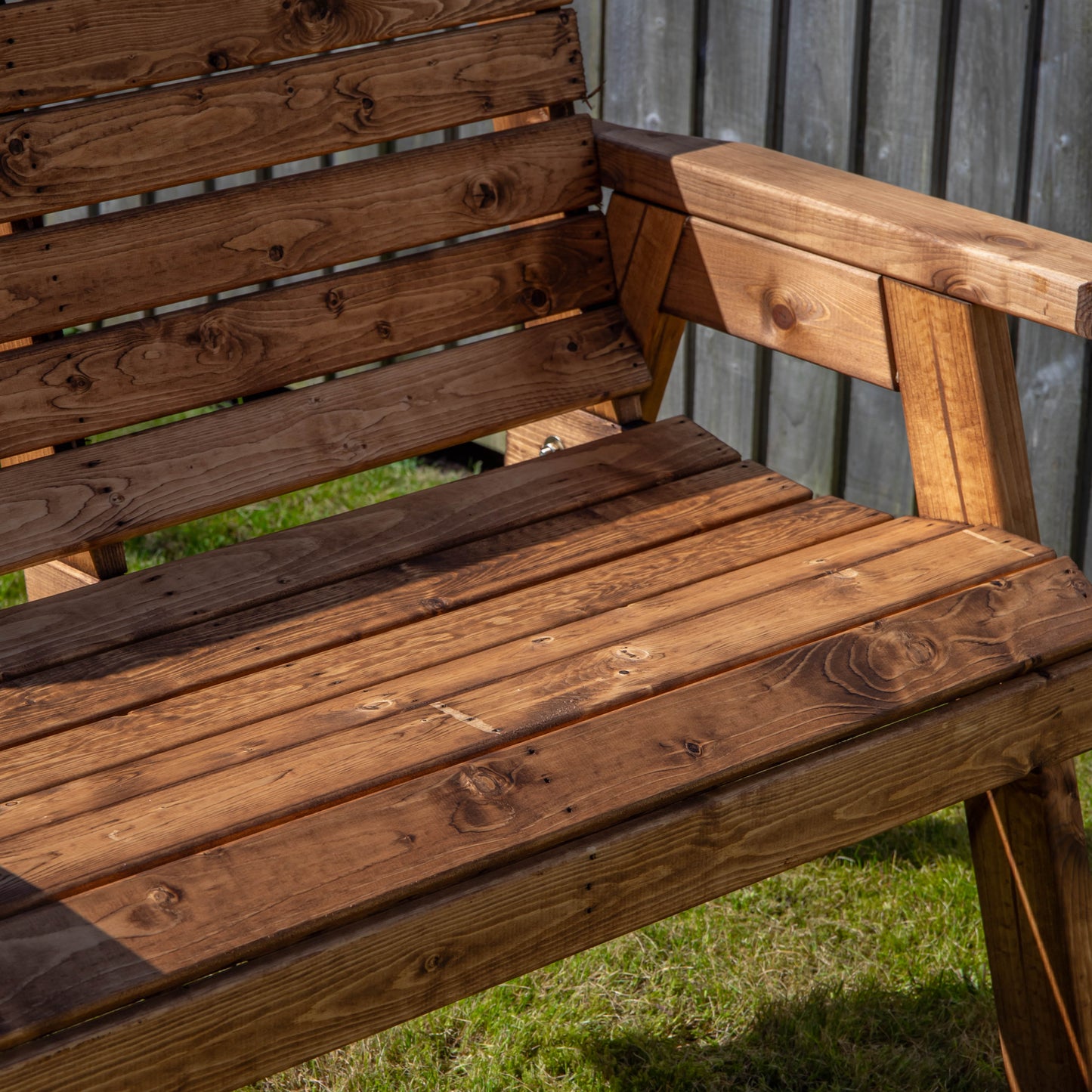 Charles Taylor Hand Made Traditional 2 Seater Chunky Rustic Wooden Garden Bench Furniture Flat Packed