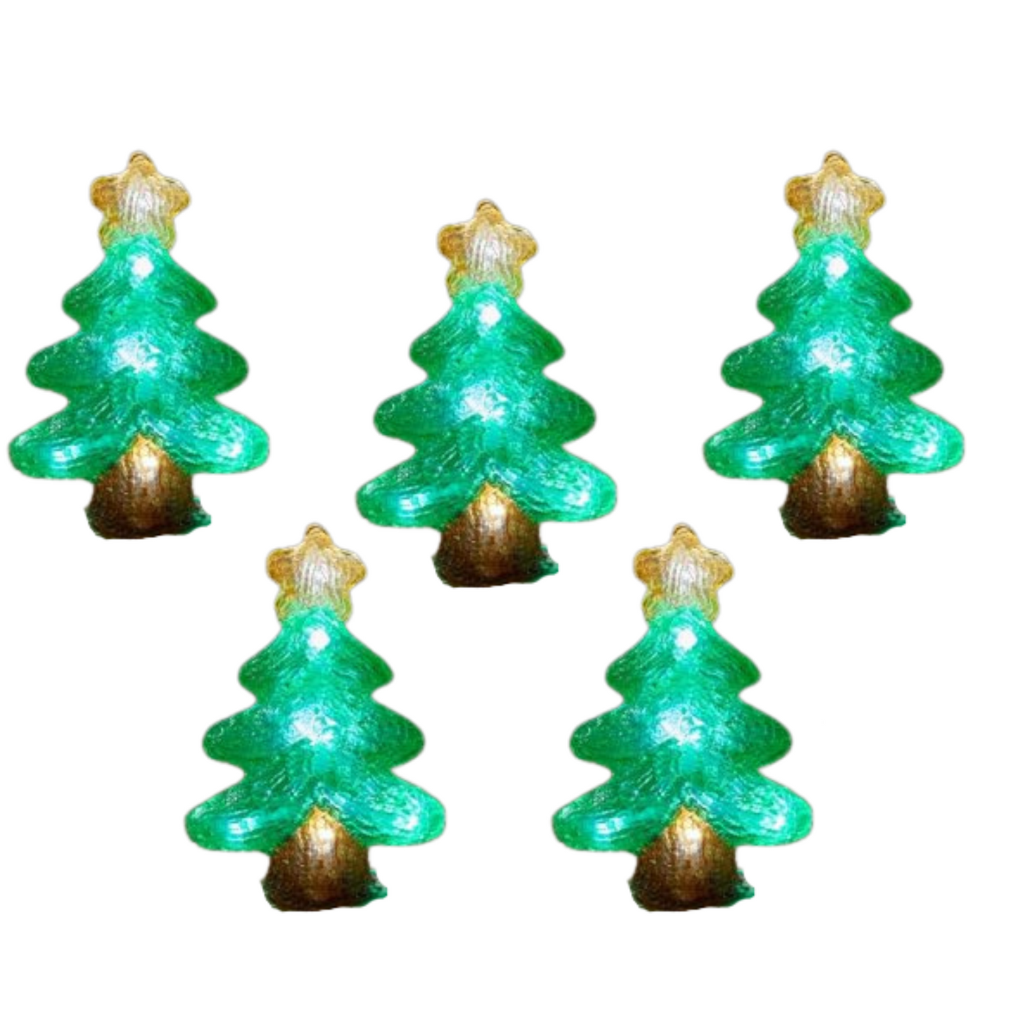 12cm Set of 5 Battery Operated Light up Christmas Tree Ornaments with 50 Cool White LEDs
