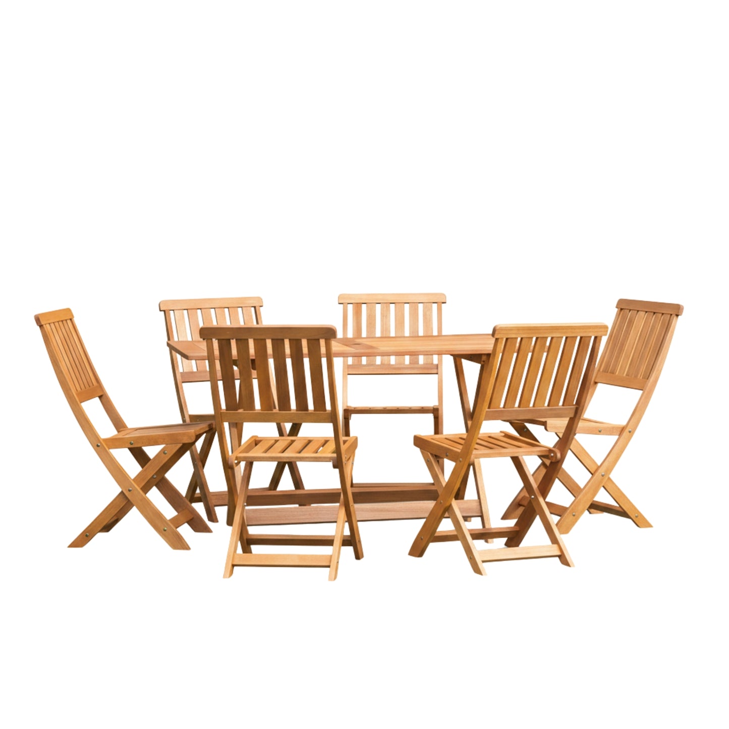 Outdoor 6 Person Folding Rectangular Wooden Garden Dining Table Chairs Set