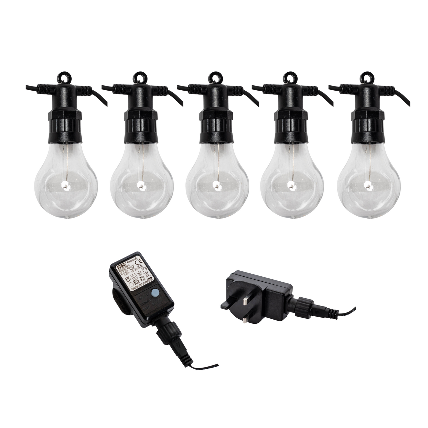 Set of 20 Indoor Outdoor Connectable Festoon Lights with Warm White LEDs
