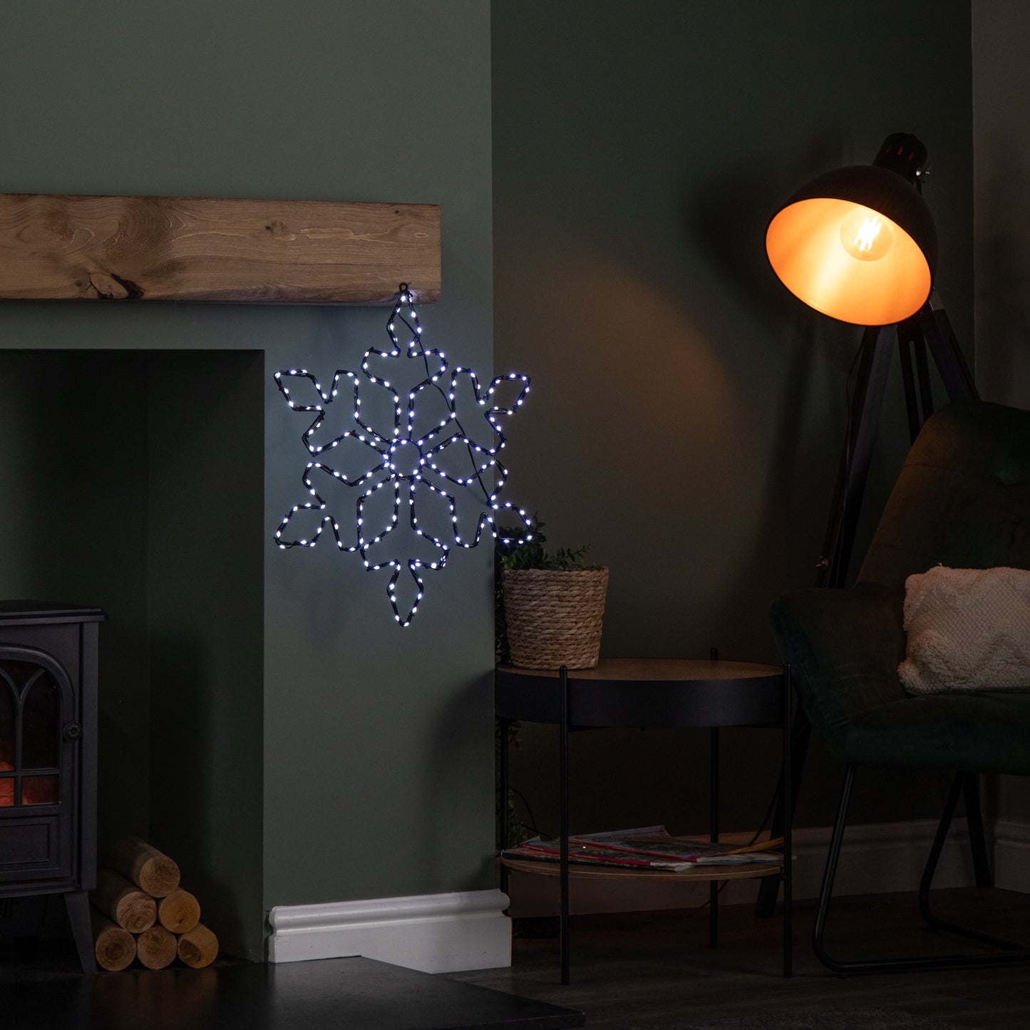 50cm x 44cm Light up FlexiBrights Christmas Snowflake with 165 White LEDs