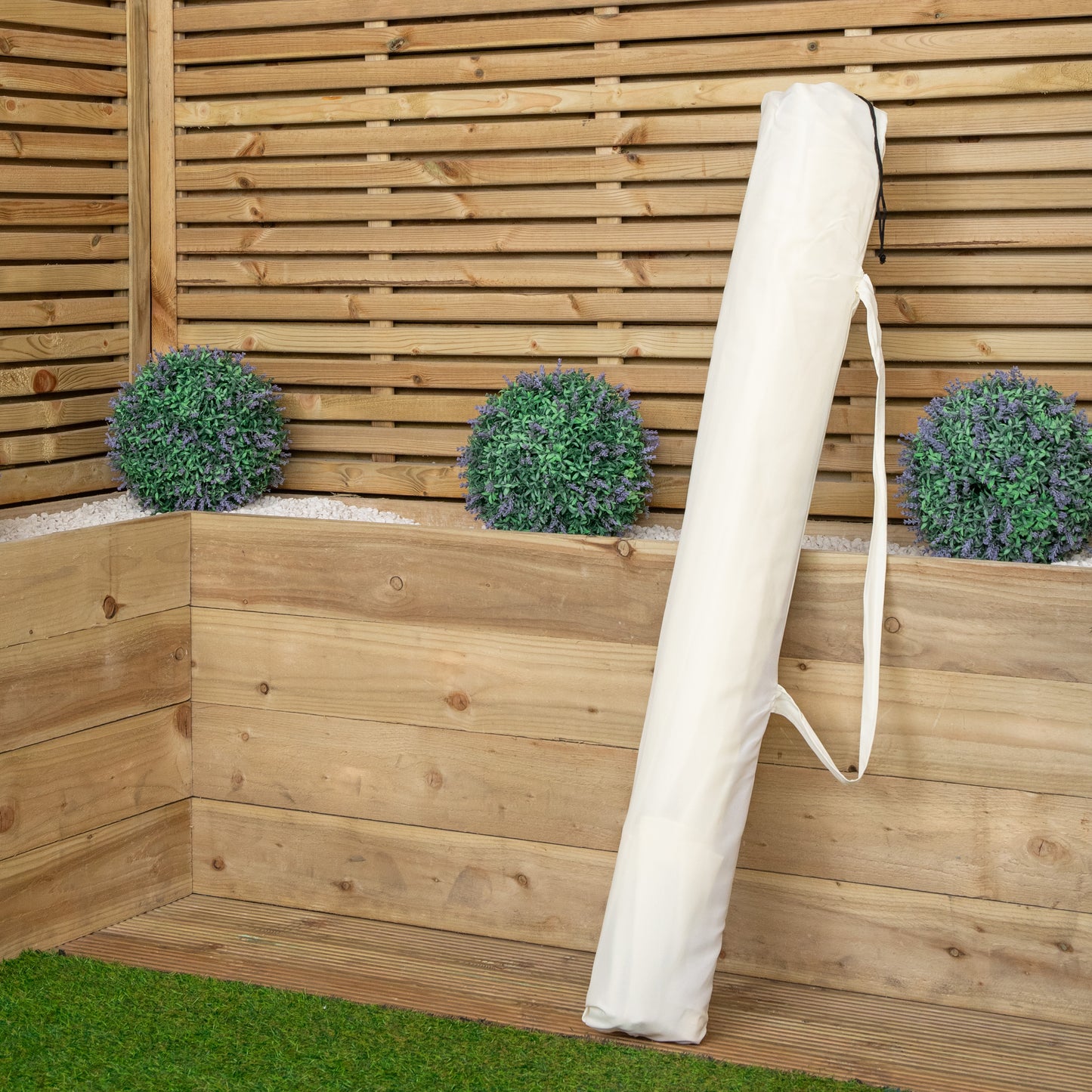 Samuel Alexander 2.7m Outdoor Wooden Garden Parasol Sun Shade with Carry Bag in Cream