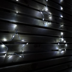1.2m Battery Operated Christmas Star Curtain Lights with 140 White LEDs