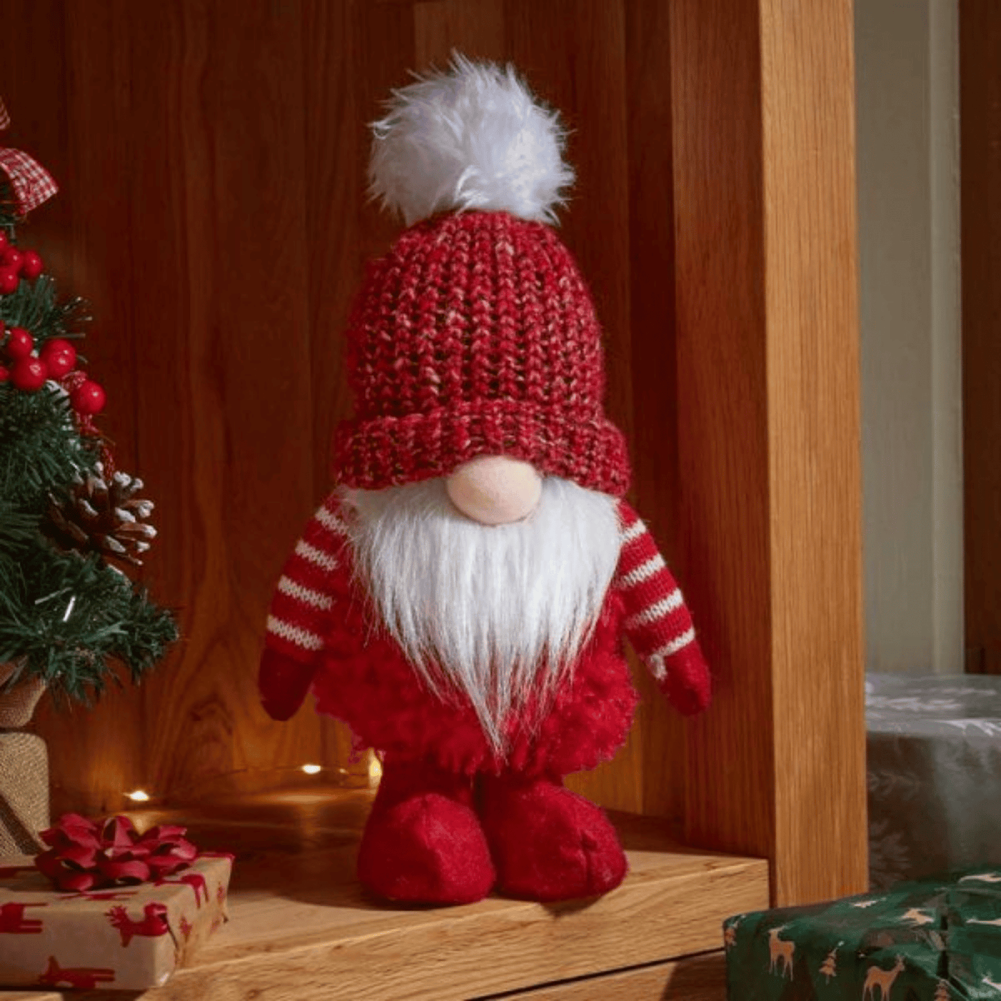 30cm Red Gonk with Bobbly Hat Christmas Decoration