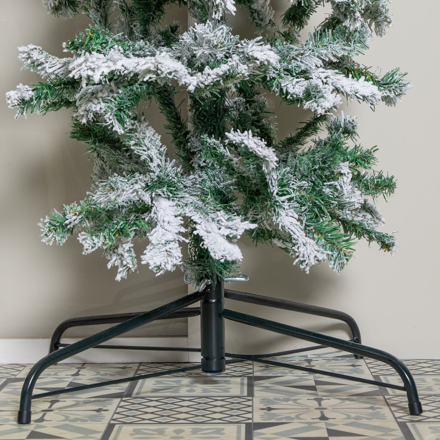 8ft (2.30m) Samuel Alexander Single Door Snow Flocked Christmas Tree Flat Top Arch with 2000 Tips