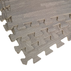 4 Piece Grey Wood Effect EVA Foam Floor Protective Floor Tiles / Mats 60x60cm Each Set For Gyms, Kitchens, Garages, Camping, Kids Play Matting, Flooring Mats Set Covers 1.44 sqm (15.5 sq ft)