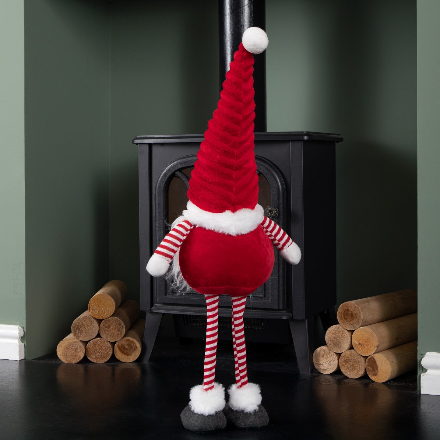 67cm Standing Plush Christmas Gonk with Grooved Hat in Red