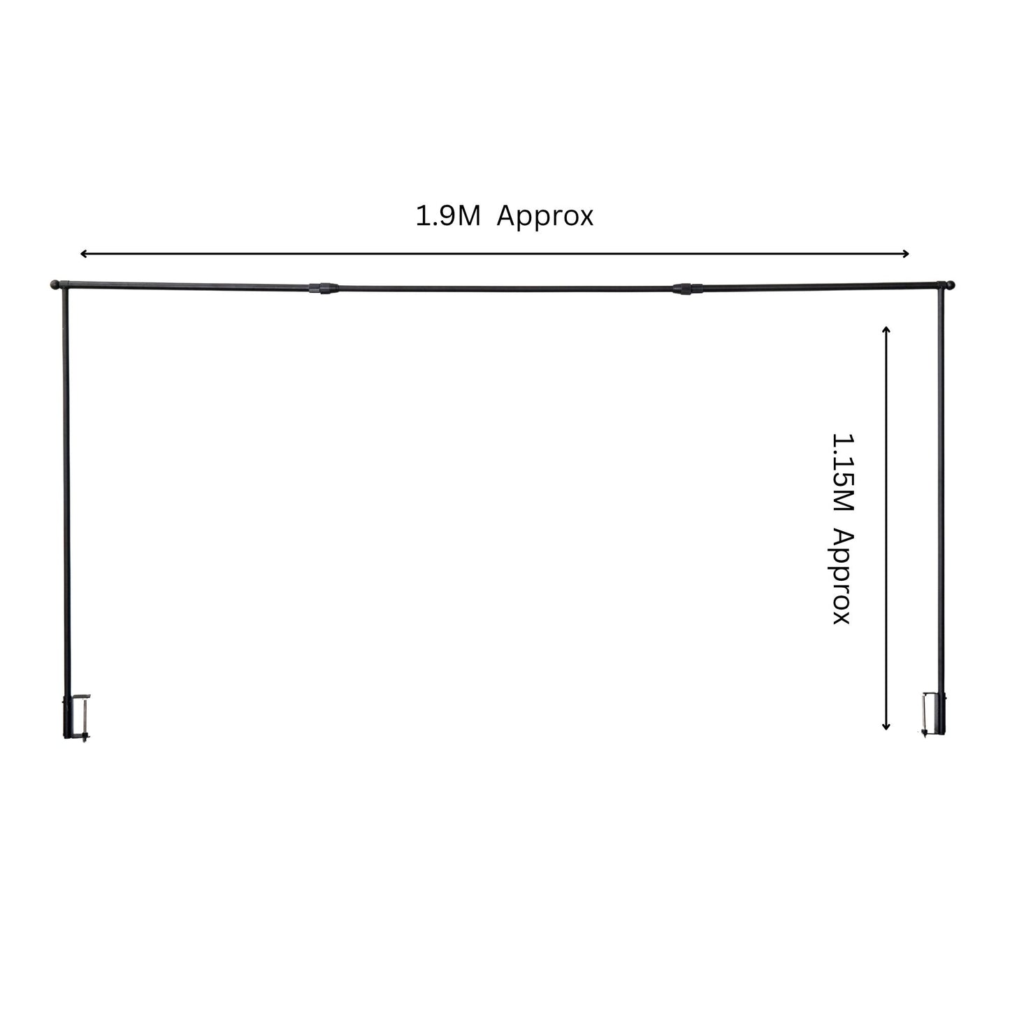 1.95m Black Metal Extendable Christmas Table Display Pole with Adjustable Sizes