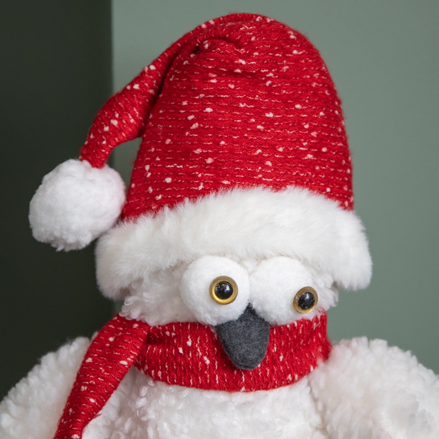 60cm Large Standing Plush Christmas Goggle Owl with Santa Hat