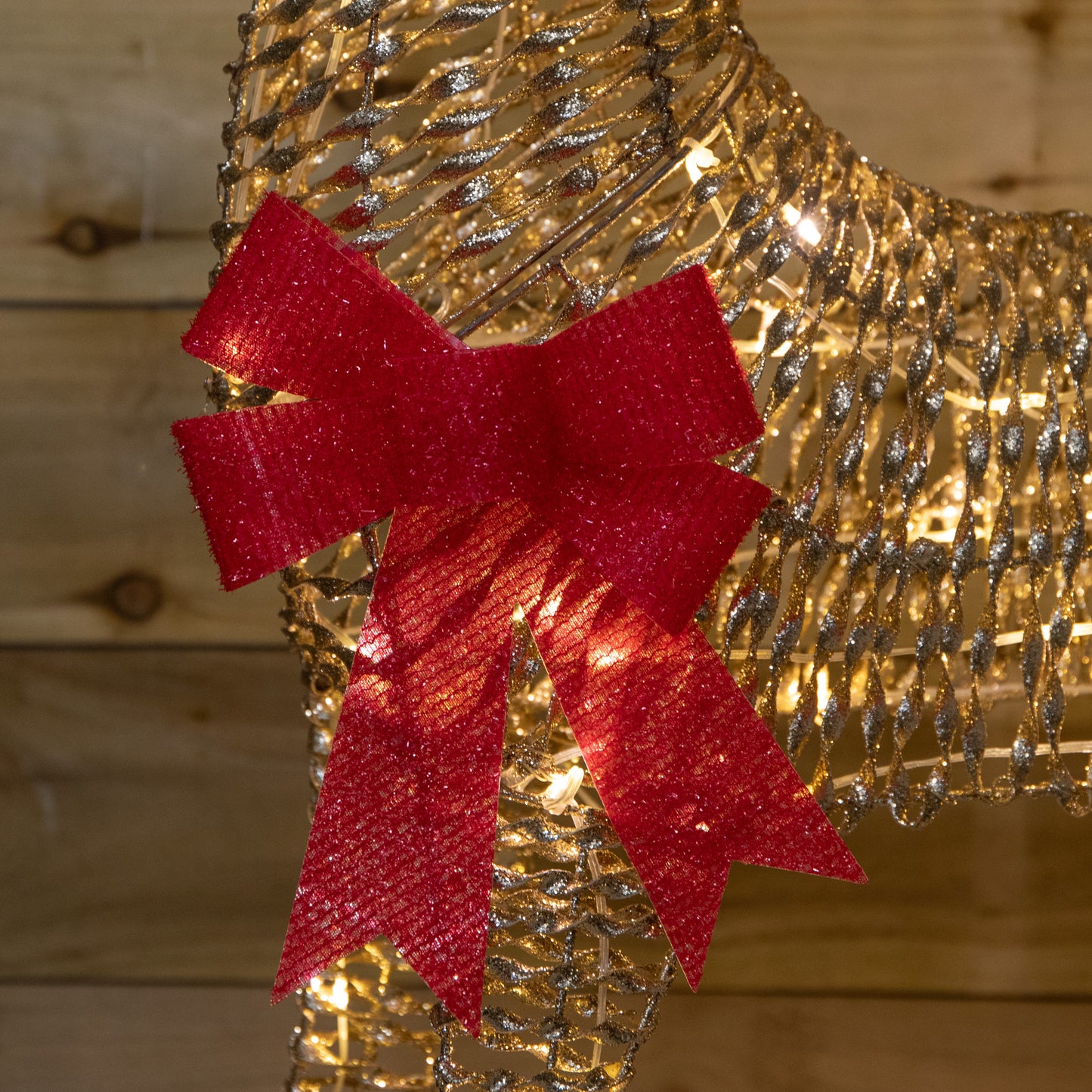 95cm Light up Gold Glitter Twist Christmas Reindeer with 94 Warm White LEDs