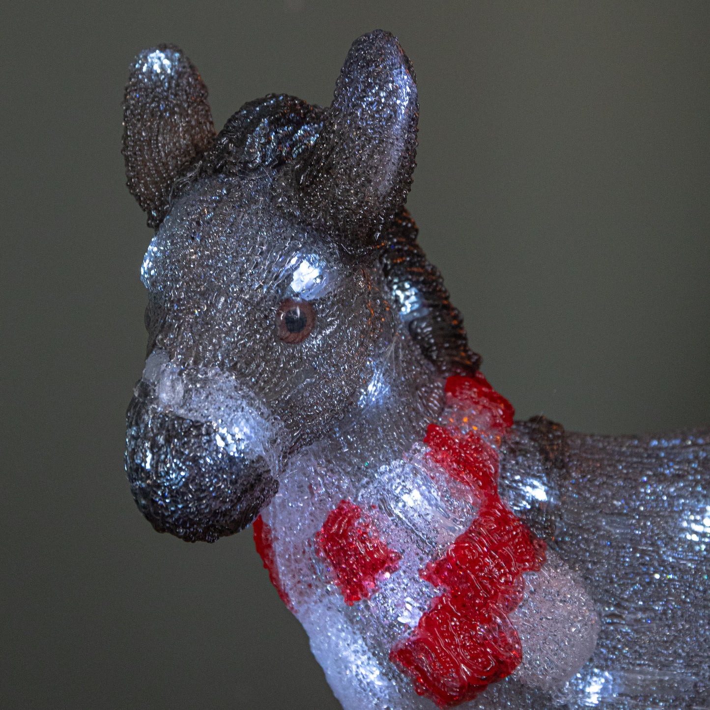34cm Battery Operated LED Light up Acrylic Christmas Donkey Decoration