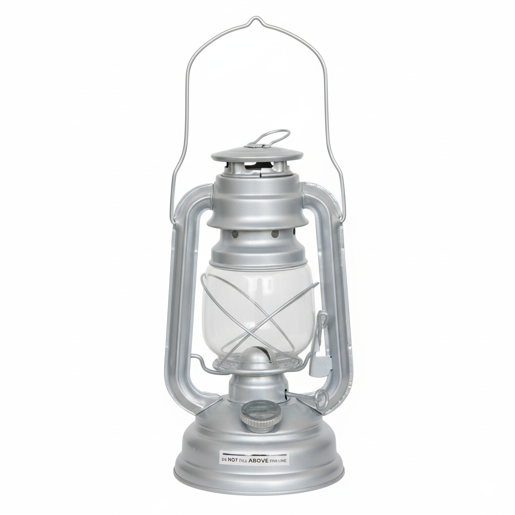 25cm Silver Paraffin Hurricane Lantern Camping Light