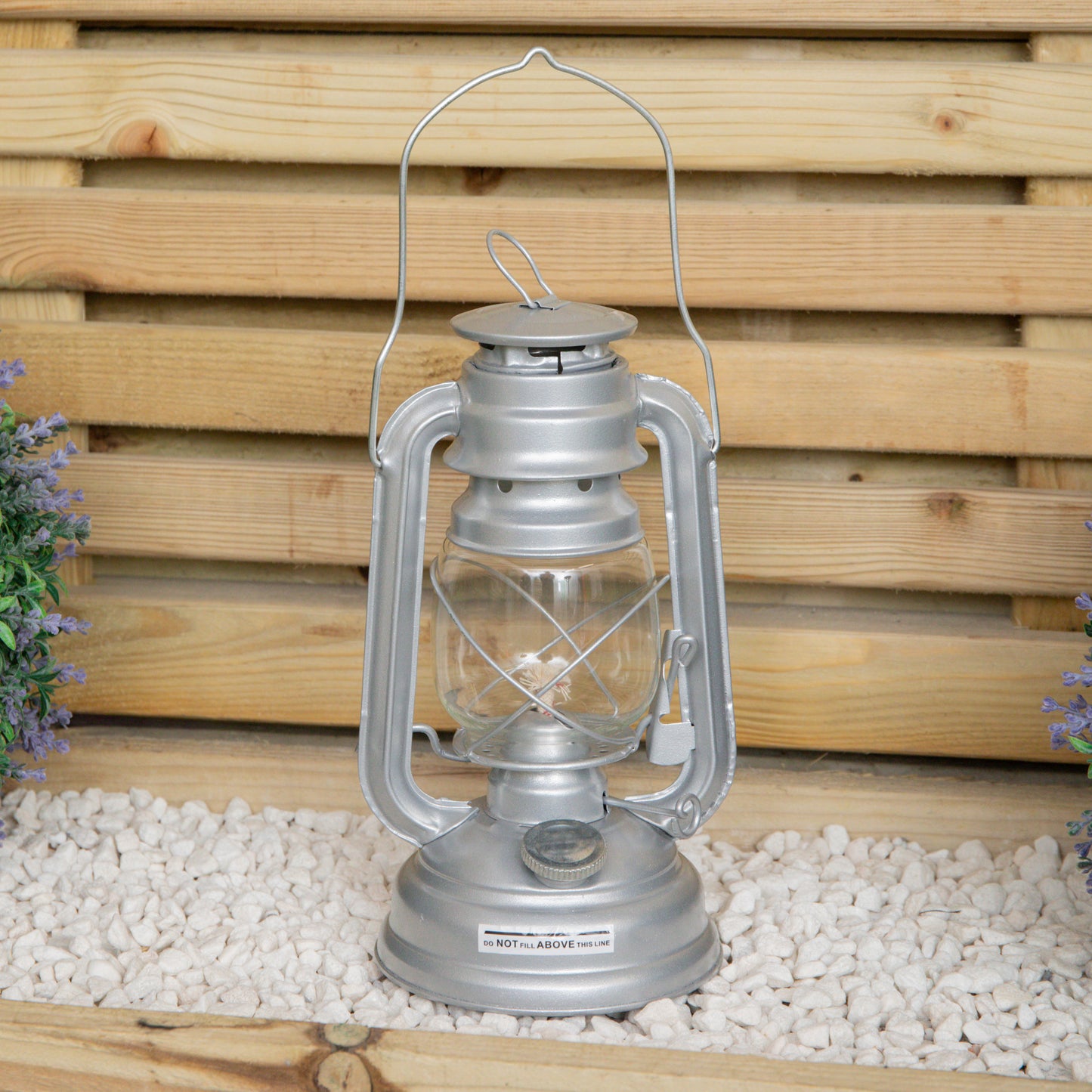 25cm Silver Paraffin Hurricane Lantern Camping Light