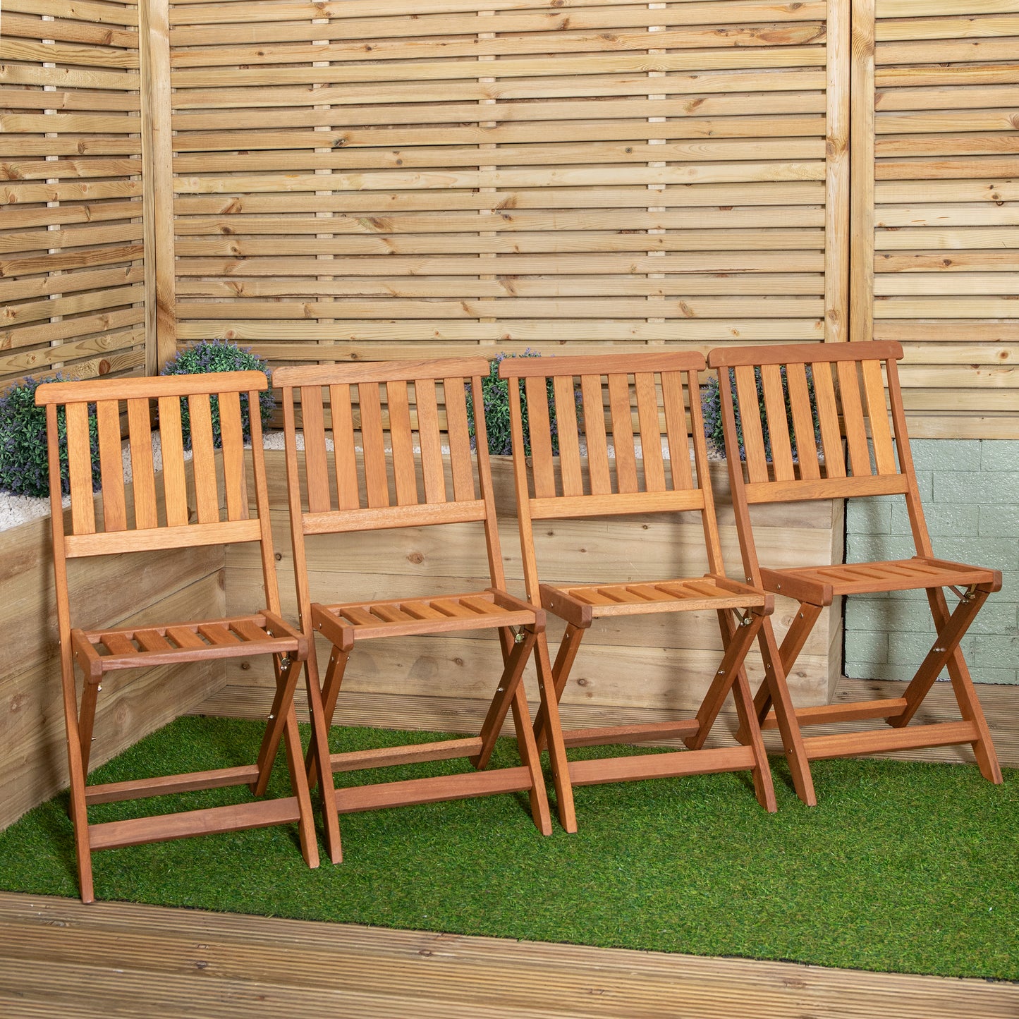 Set of 4 Bowness Outdoor Garden Patio Wooden Folding Chairs