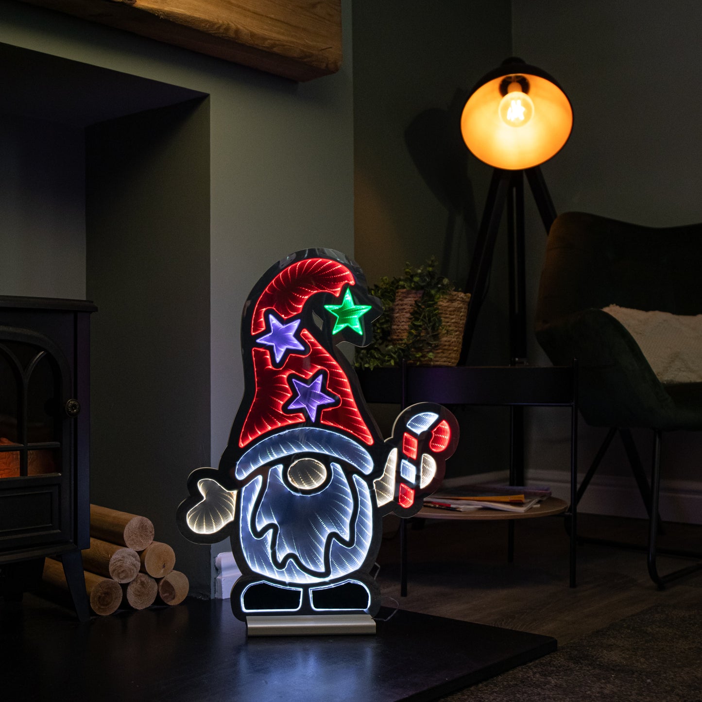 60cm Light up Christmas Gonk with Candy Cane Infinity Decoration with LEDs