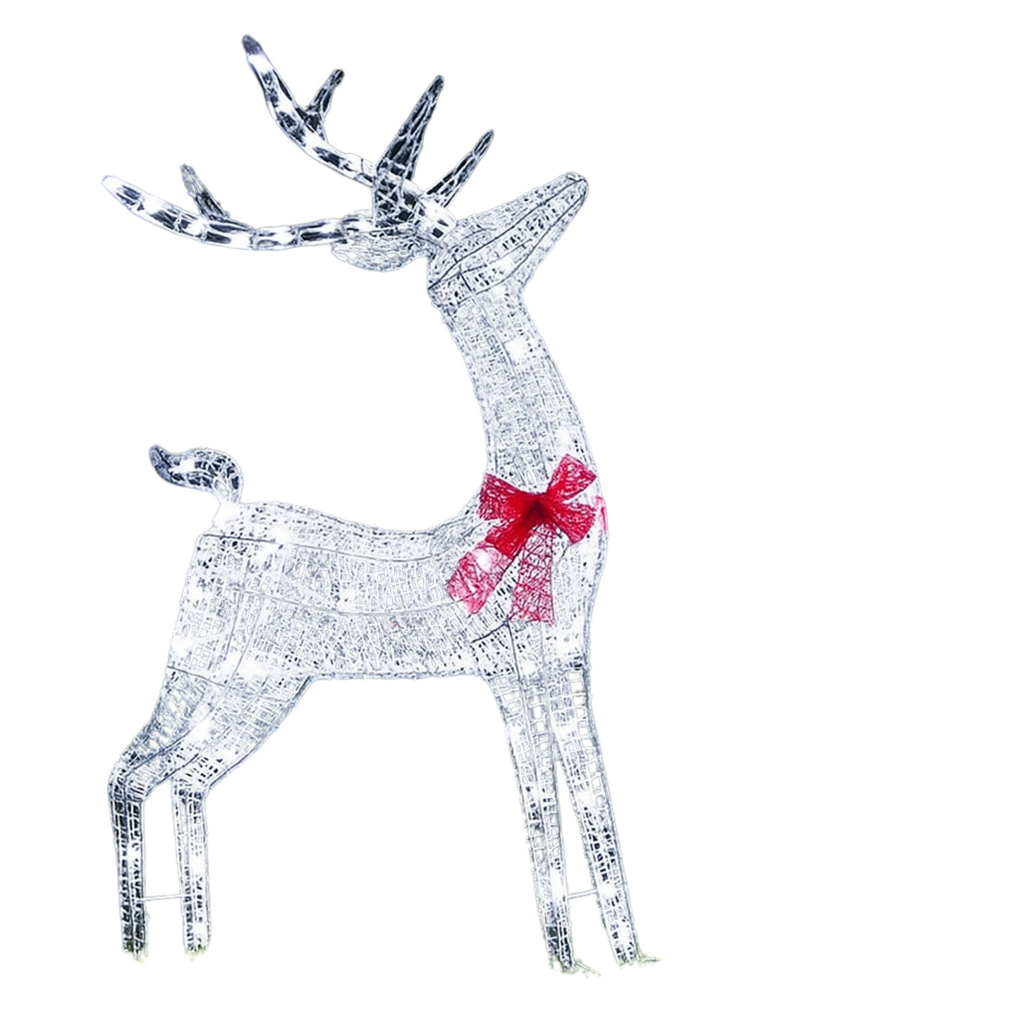 95cm Light up Silver Glitter Twist Christmas Reindeer with Cool White LEDs