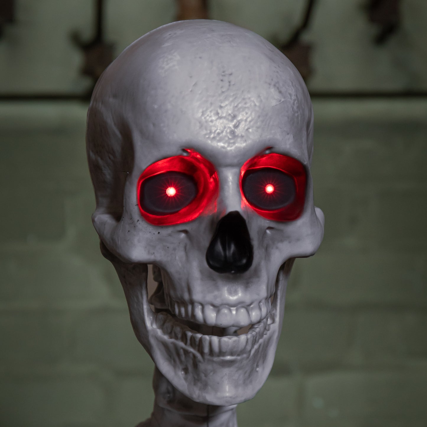 5ft (1.5m) Full Body Halloween Standing Skeleton with Posable Joints & Red LED Eyes