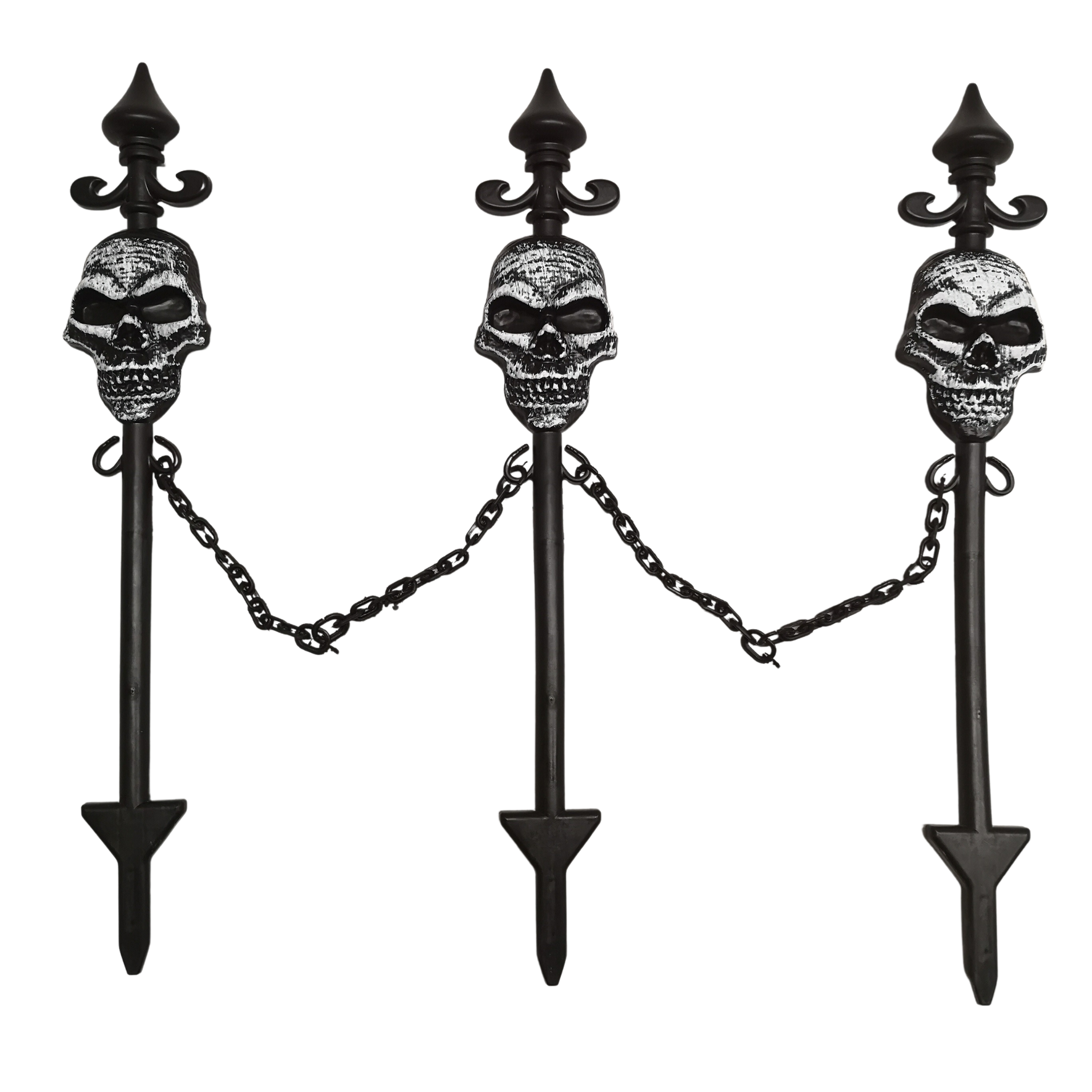 Set of 12 Outdoor Scary Skull Halloween Garden Lawn Fence Stakes 