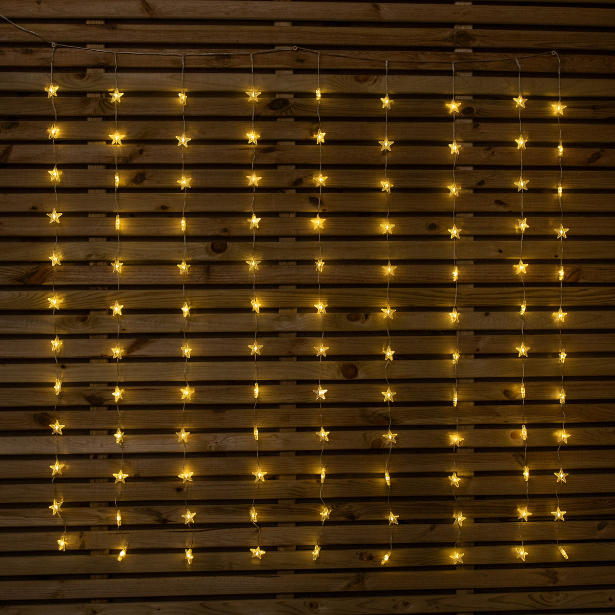 1.2 x 1.2m Light up Christmas Star Curtain Lights with 108 Warm White LEDs
