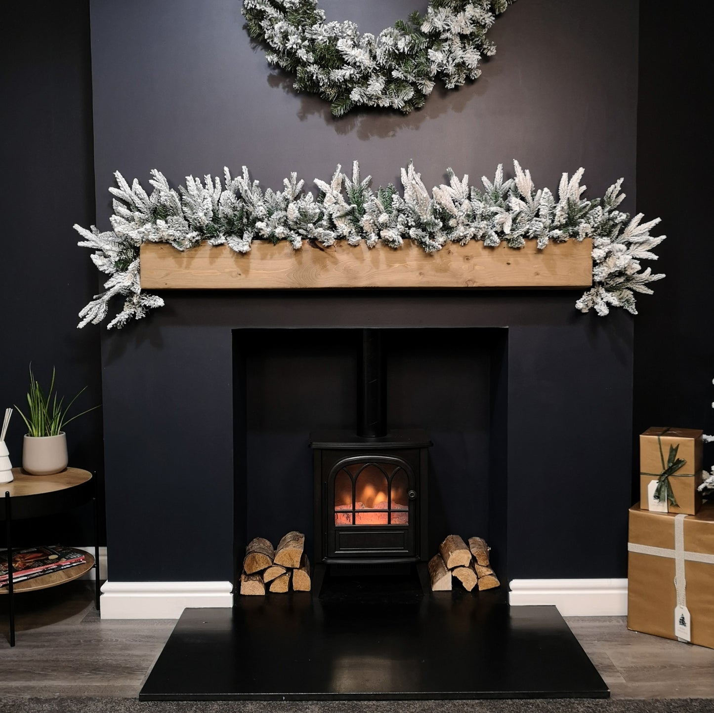 1.8m Snow Flocked Lapland Christmas Garland with 150 Tips