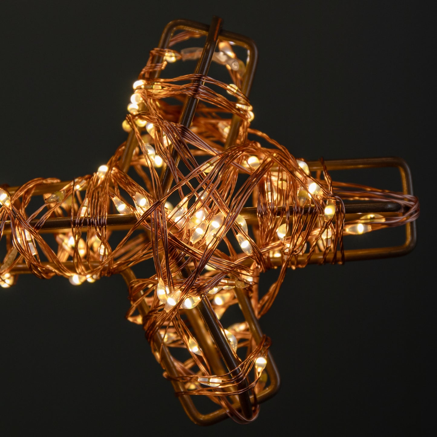 45cm Light up Rose Gold Christmas Snowflake on Metal Stand with Twinkling Warm White LEDs