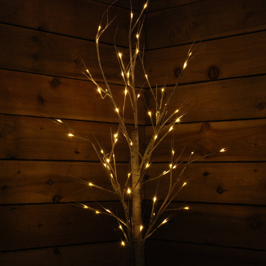 Factory Seconds: 2.4m (8ft) Indoor Outdoor Christmas Lit Birch Tree with 136 Warm White LEDs
